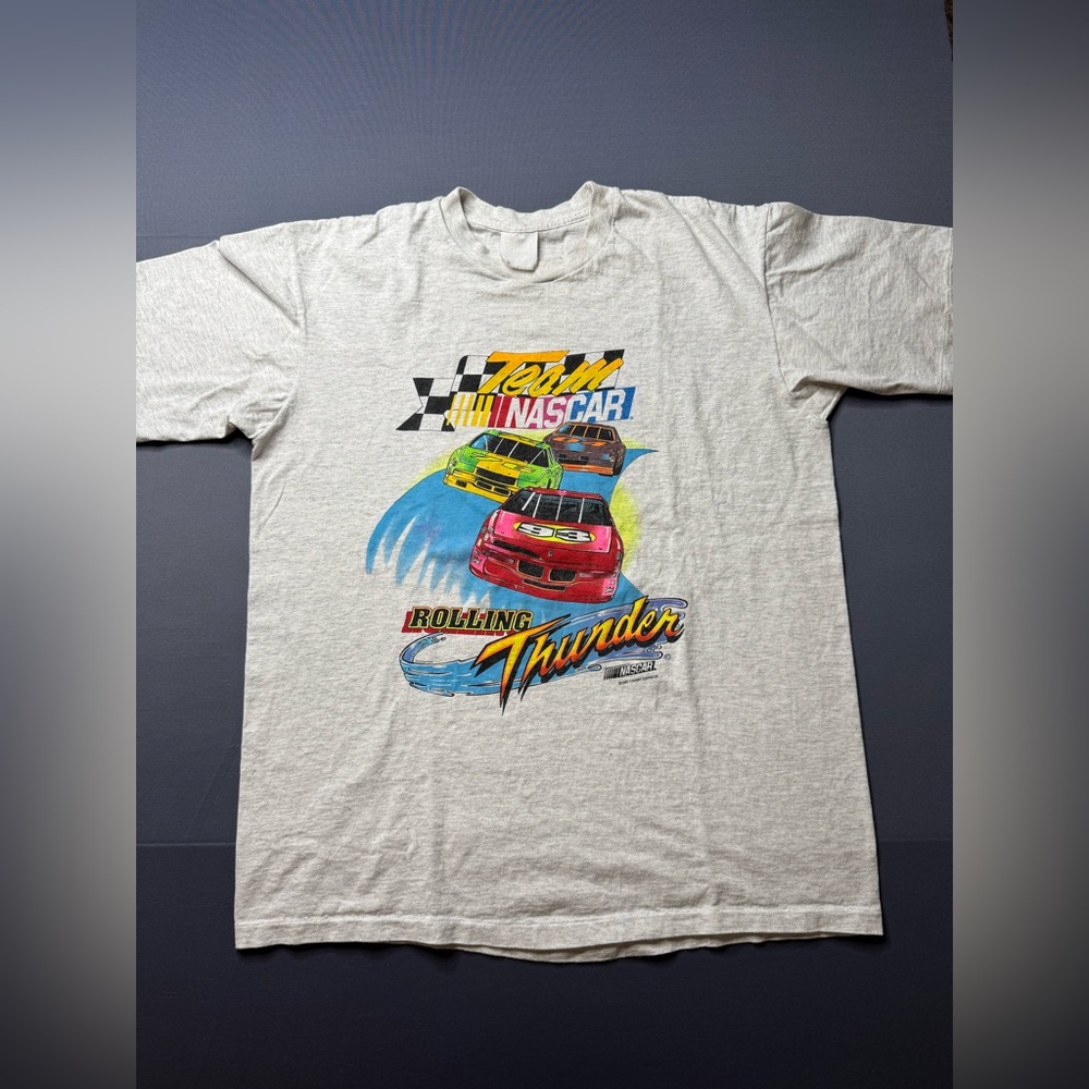 Vintage 1993 team nascar tshirt w/ Brett Bodine 26 autograph L28 W23 #891